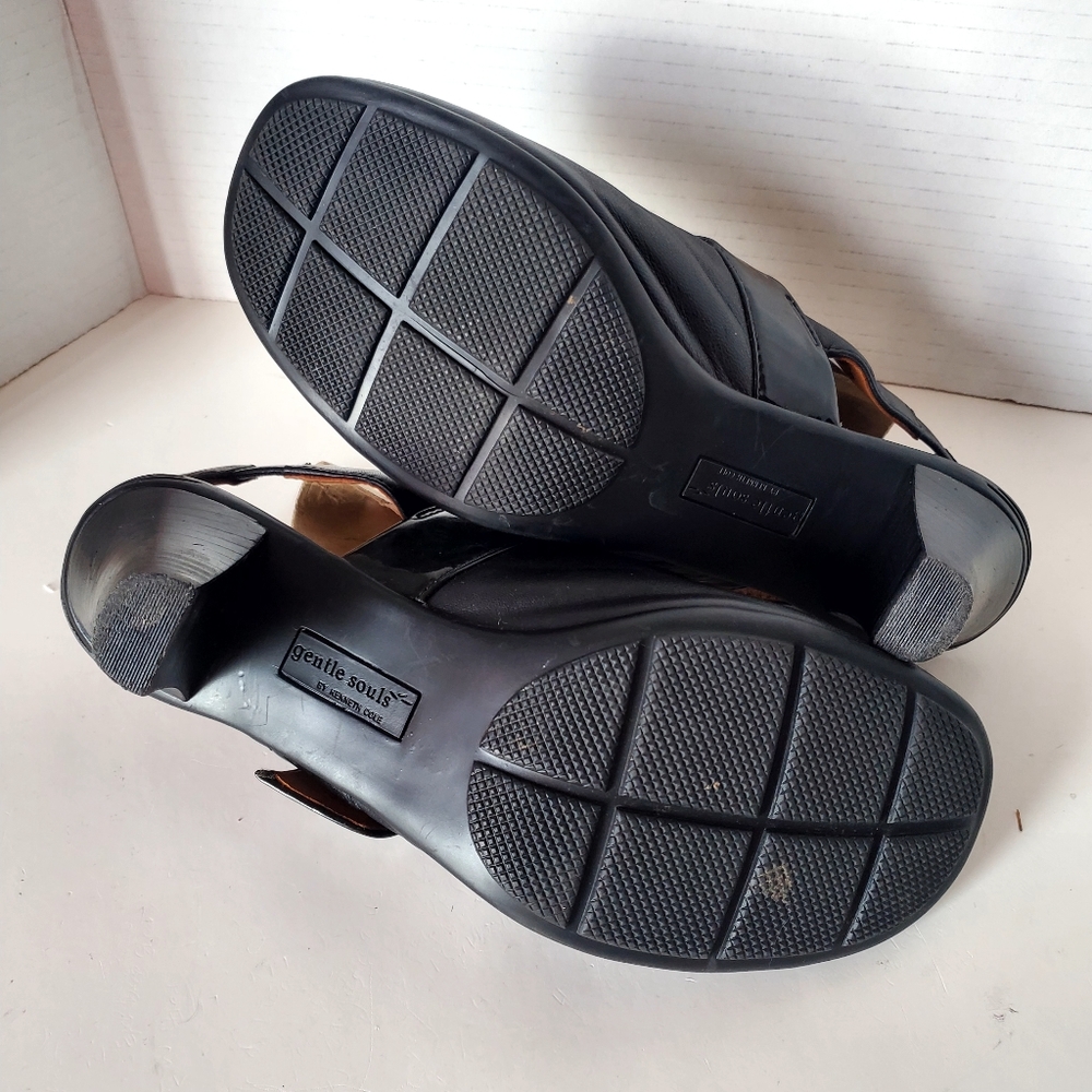Gentle Soul Black Leather Mary Jane Sling Back Shoes Size 8.5 - Picture 6 of 6